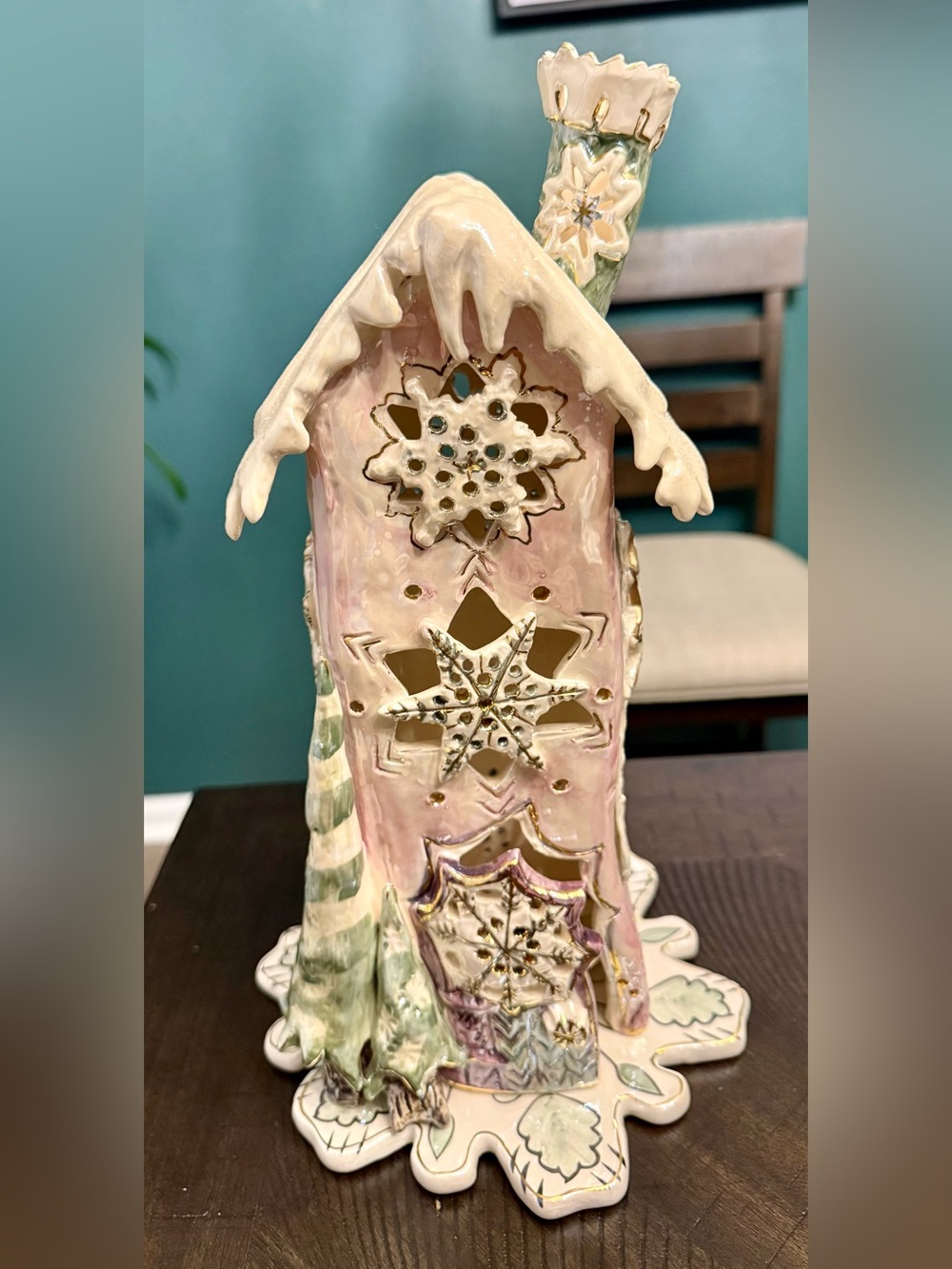 Vintage 2001 Bly Sky Clayworks Snowflake Tower House by Heather Goldminc
